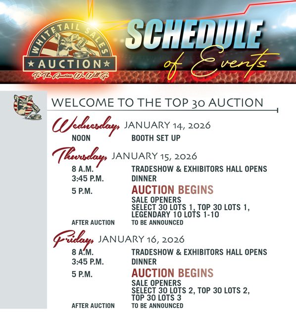 2026 Northern Top 30 Auction Schedule of Events